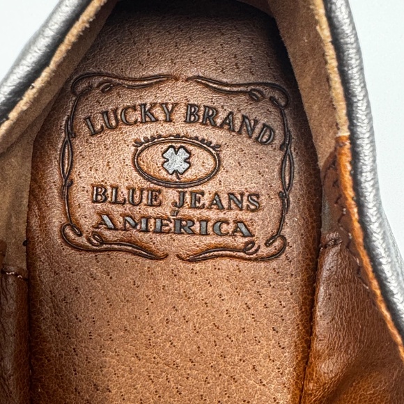 Lucky Brand Emmie Ballet Flats | Metallic Gray Pewter Leather | Women’s Size 9.5 - Picture 2 of 7